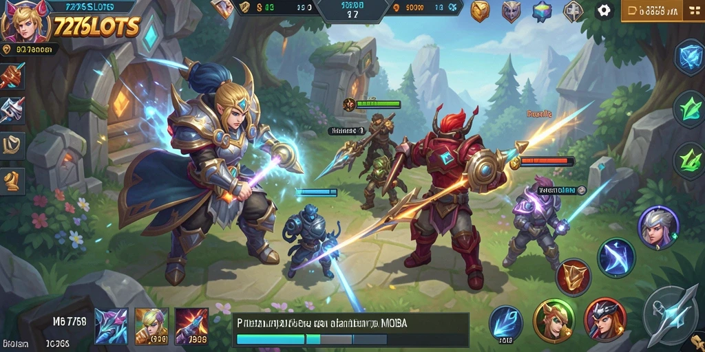 Tangkapan layar gameplay 7276SLOTS menampilkan aksi seru dalam pertempuran MOBA.