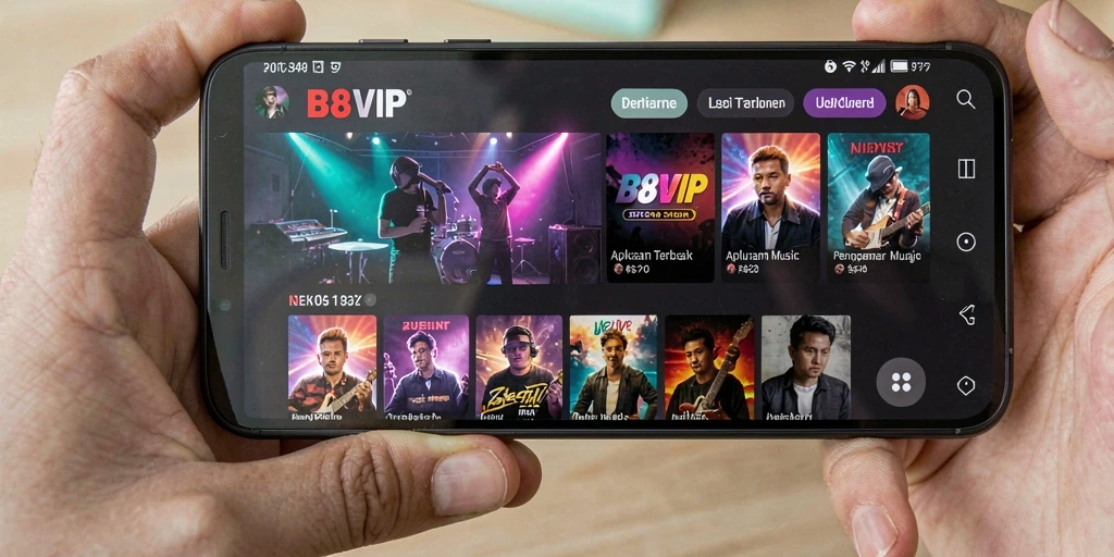 Screenshot gameplay B8VIP, menunjukkan antarmuka dan fitur musik.