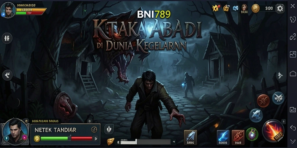 Screenshot gameplay BNI789 yang menunjukkan momen menegangkan saat menjelajahi tempat angker.