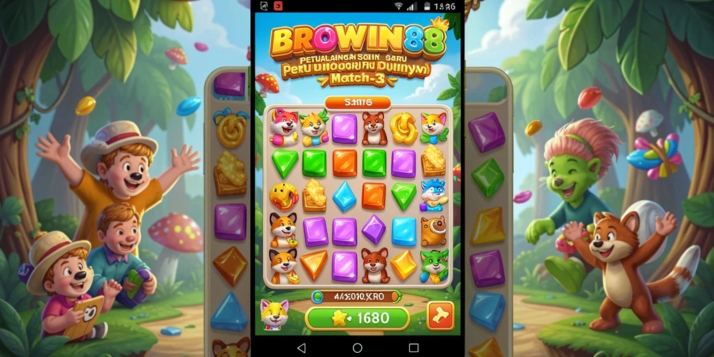 Tampilan menarik gameplay BROWIN88 dengan berbagai permata yang cerah.