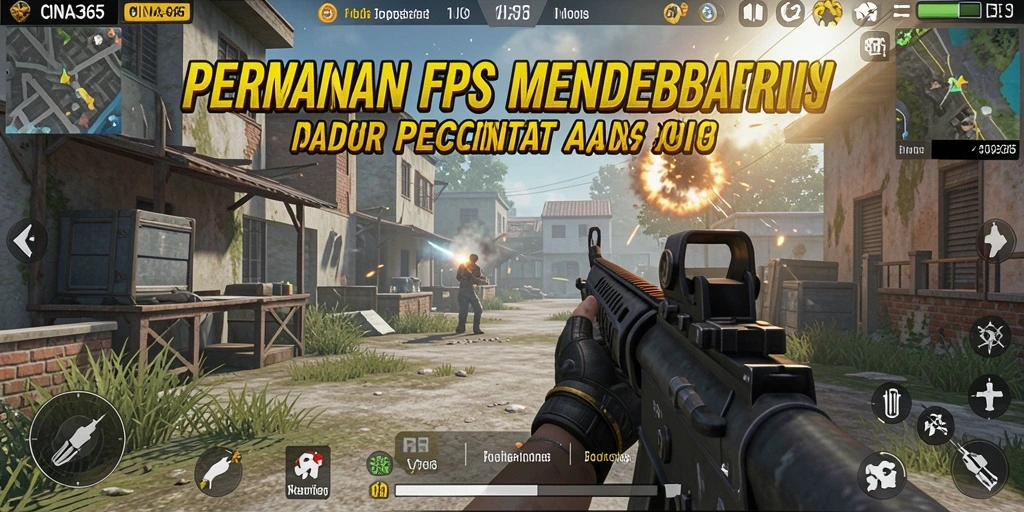 Tangkapan layar CINA365 menampilkan pertarungan intens dalam mode FPS.