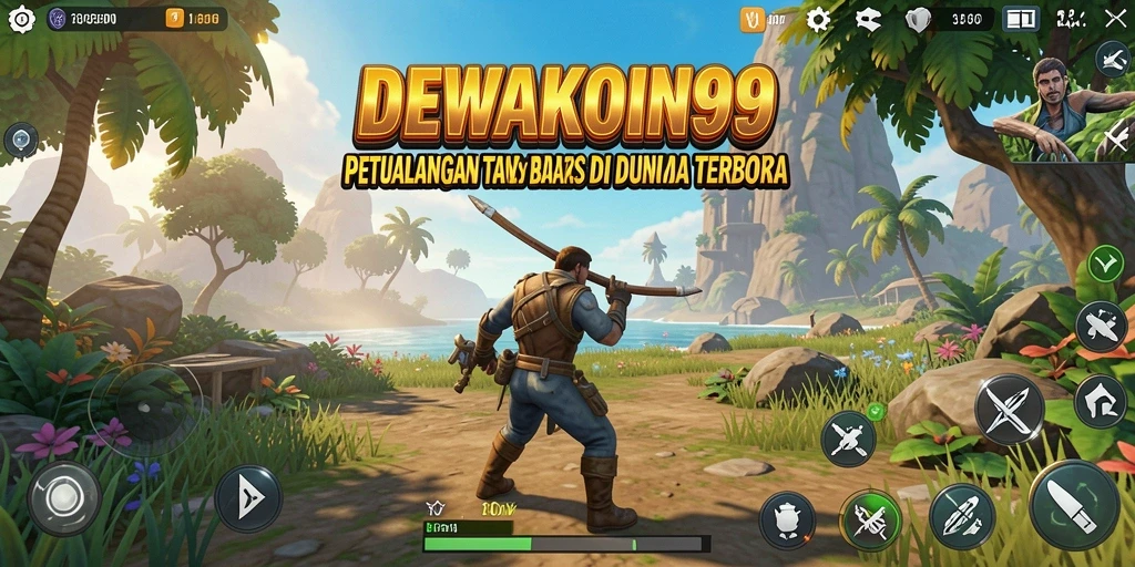 Tangkapan layar gameplay <strong>DEWAKOIN99</strong> menampilkan dunia terbuka yang luas dan indah.