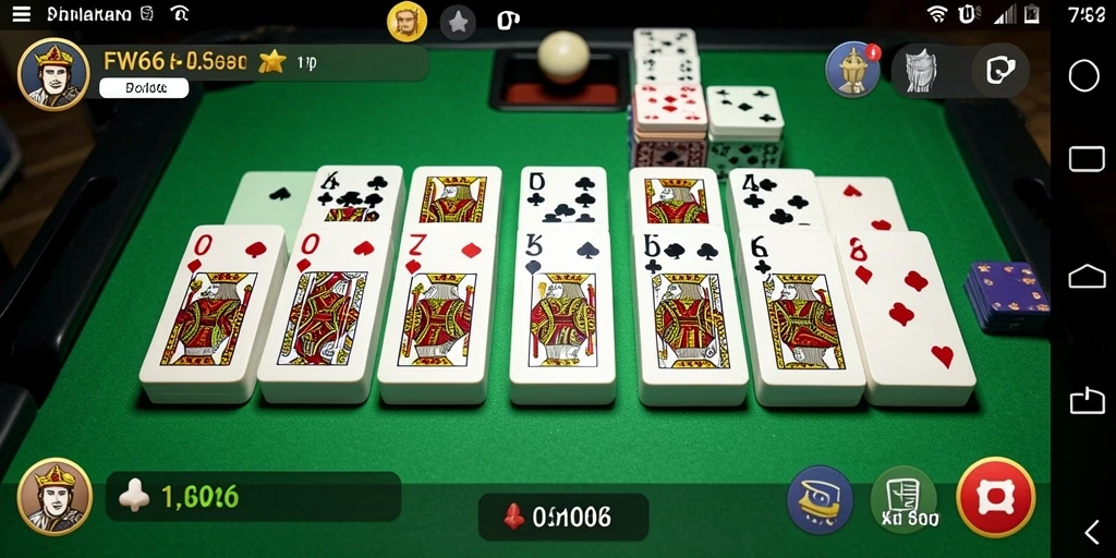 Tangkapan layar gameplay FW66 menampilkan suasana permainan Domino yang seru.