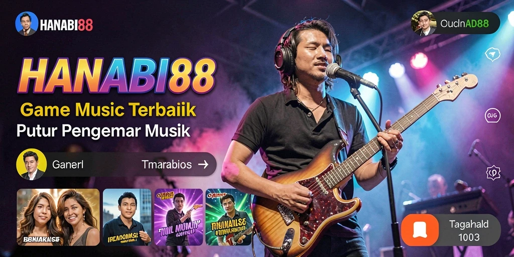 Screenshot utama HANABI88 menampilkan gameplay yang penuh energi dan musik.