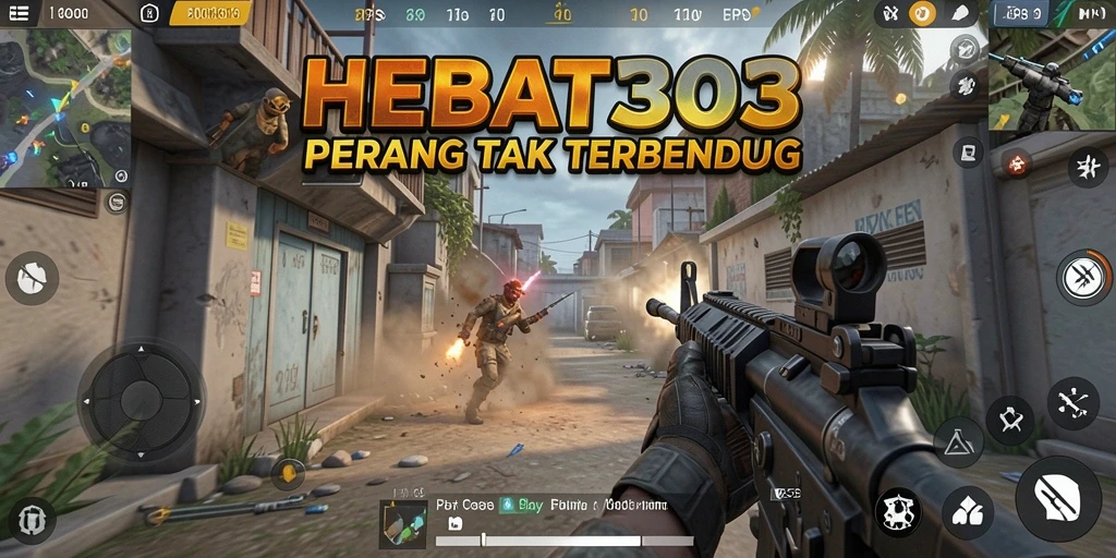 Screenshot HEBAT303 menampilkan pertempuran mendebarkan di medan perang FPS.