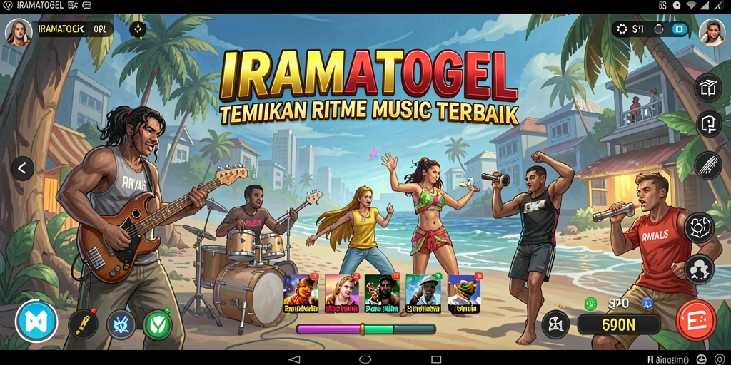 Screenshot utama IRAMATOGEL menampilkan keseruan gameplay musik.