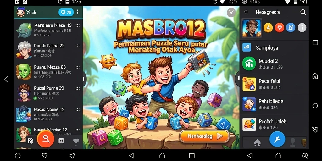 Tampilan gameplay <strong>MASBRO12</strong> yang penuh warna dan menantang.