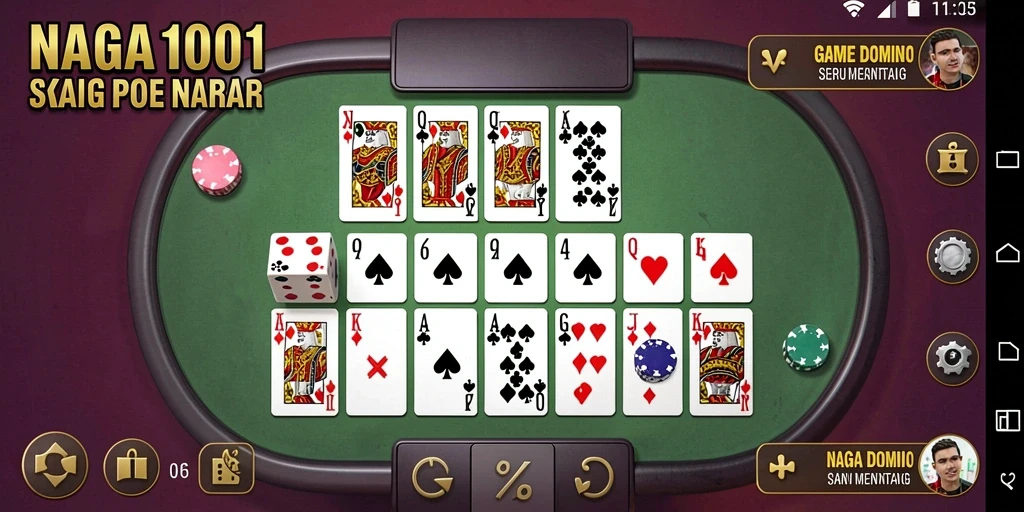 Screenshot gameplay NAGA1001 menampilkan action seru dari permainan Domino.