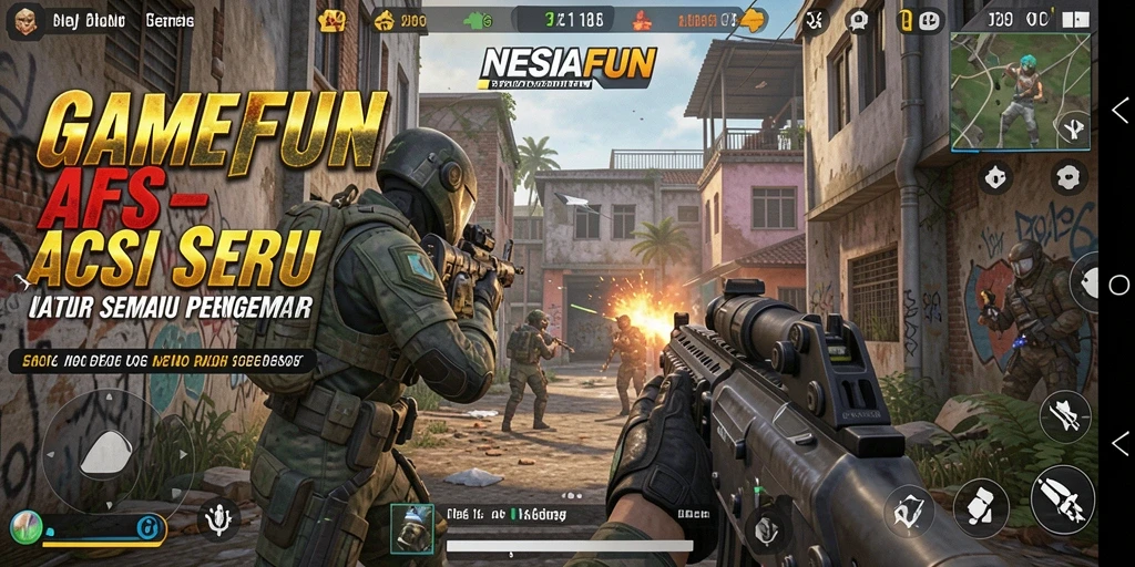 Screenshot gameplay intens dari NESIAFUN dengan aksi tembak-menembak yang seru.