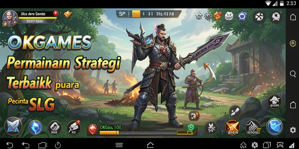 Tangkapan layar menunjukkan berbagai aksi strategis dalam gameplay OKGAMES.