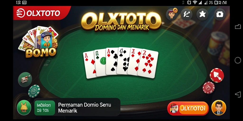 Screenshot permainan OLXTOTO yang menunjukkan gameplay Domino yang seru.