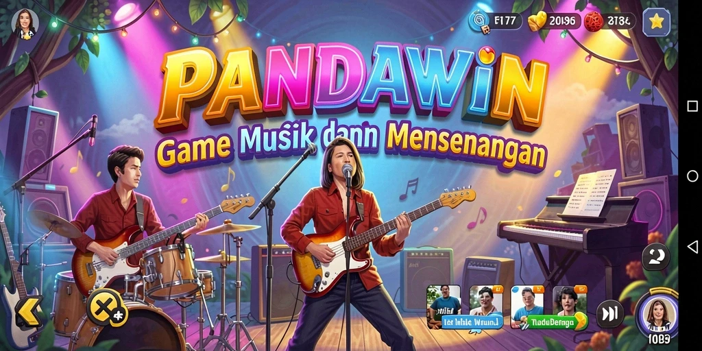 Tampilan gameplay yang menarik di PANDAWIN dengan berbagai lagu.