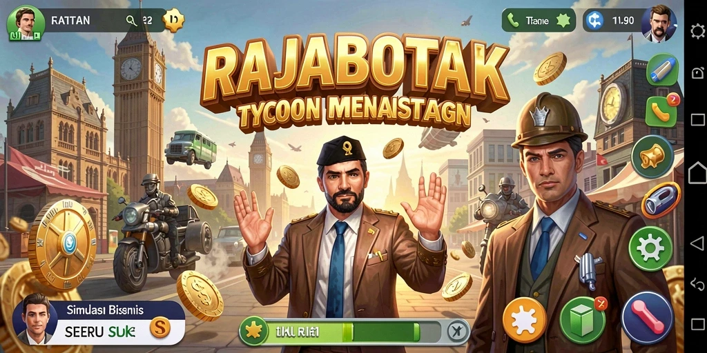 Tangkapan layar gameplay <strong>RAJABOTAK</strong> yang menampilkan simulasi bisnis yang menarik.