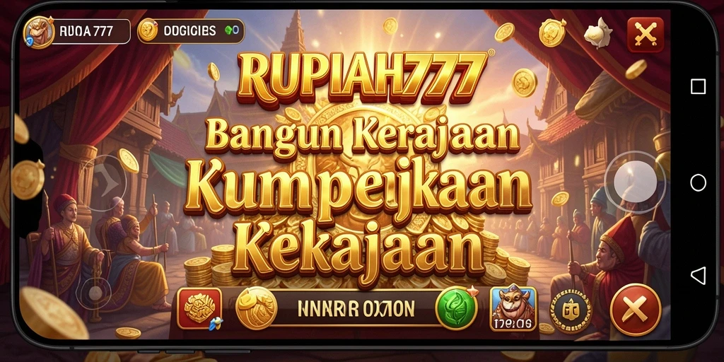 Screenshot utama RUPIAH777 menampilkan aksi seru dalam membangun kerajaan.