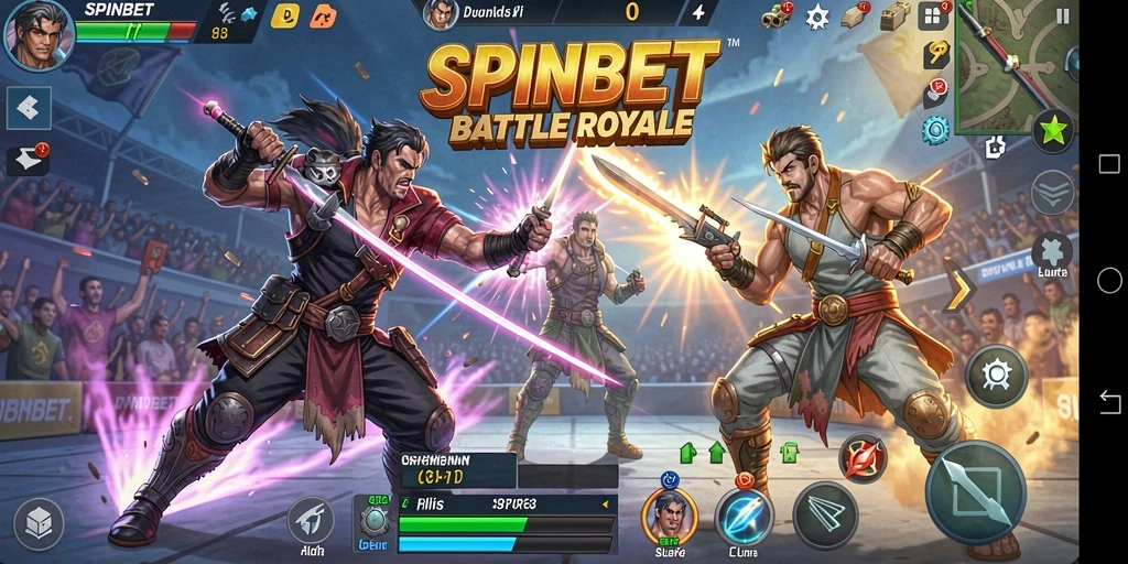 Tangkapan layar SPINBET menampilkan aksi seru gameplay Battle Royale.