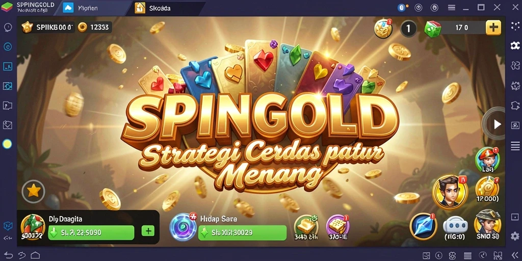 Tampilan gameplay SPINGOLD dengan pertempuran strategi yang seru.