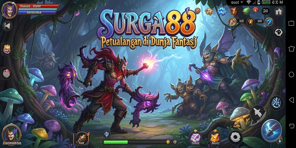 Tampilan gameplay <strong>SURGA88</strong> yang penuh aksi di dunia petualangan yang fantastis.