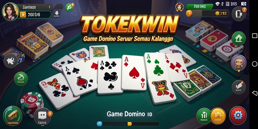 Tampilan gameplay seru dalam TOKEKWIN dengan berbagai mode domino.