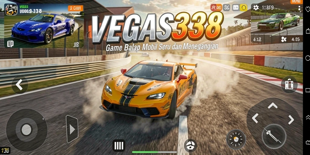 Tampilan menarik gameplay balap di VEGAS338 dengan mobil kustomisasi.