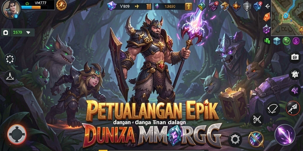 Tampilan gameplay VM777 yang menampilkan aksi pertarungan seru dalam dunia MMORPG.